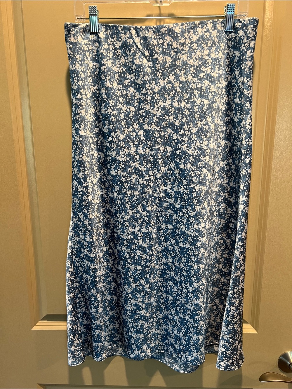 LOFT Blue Floral Midi Skirt